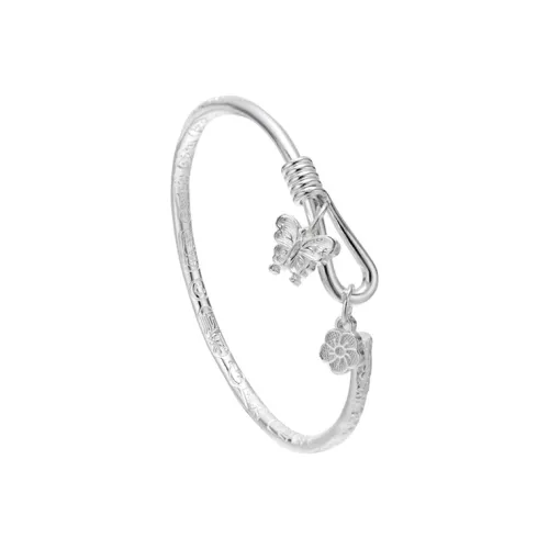 CLARKIA FLOWER 999 Fine Silver Bangles Women's