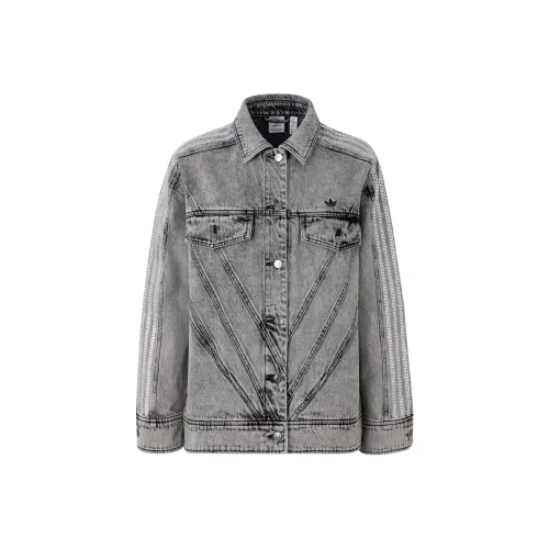 Adidas Originals Embellished Denim Jacket Denim Jacket Women's Acid Green Gray