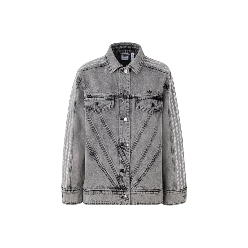 Adidas Originals Embellished Denim Jacket Denim Jacket Women's Acid Green Gray-0