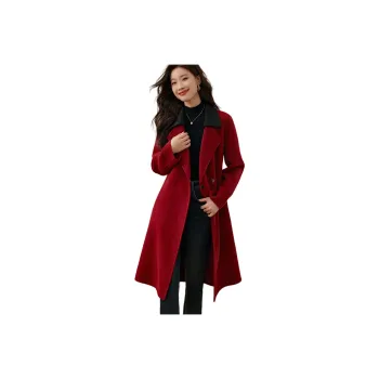 Mo Han Yi Mei Coats Women's Burgundy