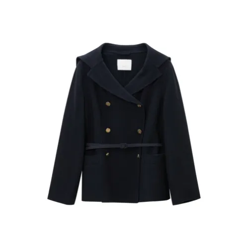 OVV Coats Women's Navy Blue Solid Color B5