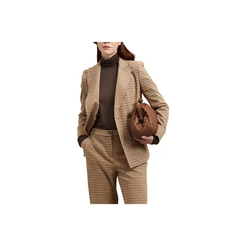 VERSACE Double-Breasted Checked Tweed Blazer