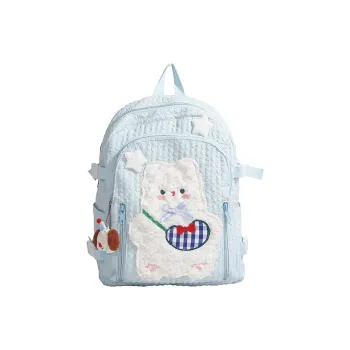 Yalu Nylon Backpack Regular Unisex Black/Pink/Light Yellow/Light Blue