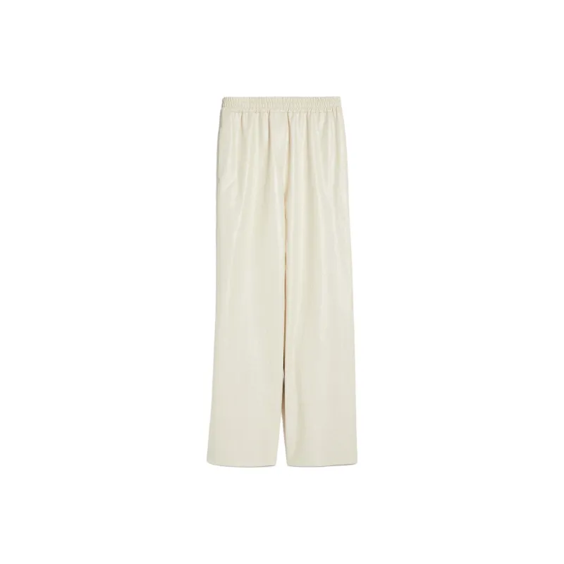 WEEKEND MaxMara Brezza Collection Coated Fabric Palazzo Trousers Casual Pants Women's White-0