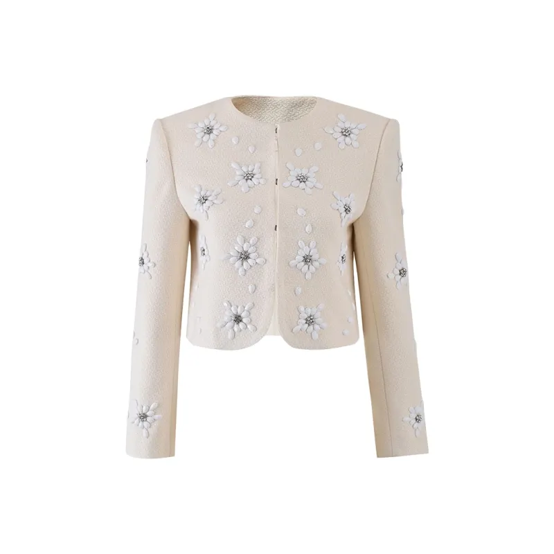 CHARM PICK Cropped Coats Women's White-0