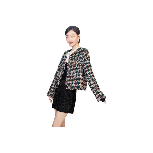 Cypress House Cropped Coats Women's Red Green Plaid