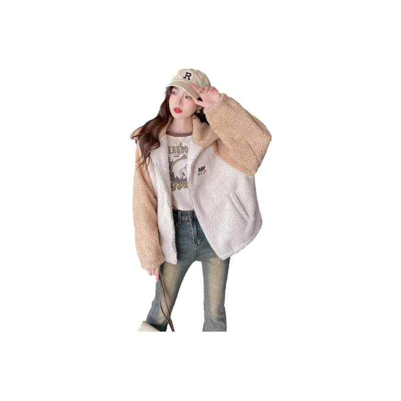 Tonlion Velvet feel Coat Women's Khaki Brown-0