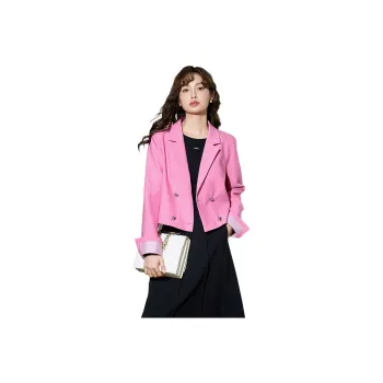 SMEN Cropped Coats Women's Raspberry Pink