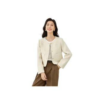 VIMLY Cropped Coats Women's Beige Apricot