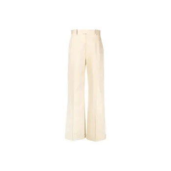 Bottega Veneta Wide Leg With Turn Up Cuffs Trousers Cream