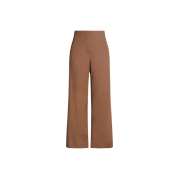 SCANLAN THEODORE Sateen Cropped Wide Leg Trouser Casual Pants Women's Mocha/Khaki