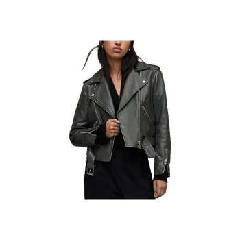 ALLSAINTS Leather Jacket Women's CITY SMOKE GREY