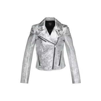 MCM Leather Jacket Women's Silver
