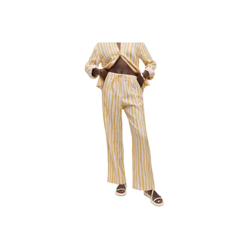 REFORMATION Olina Linen Pant Casual Pants Women's Capri Stripes-0