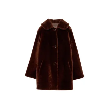 PRADA Shearling Caban Coats Women's Brown