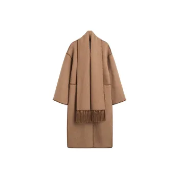 TOTEME Fringe Detailed Long Sleeved Scarf Coat