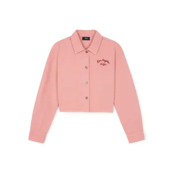 MLB Varsity Los Angeles Dodgers Denim Jacket Women's Pink