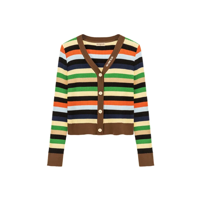 NO ONE ELSE Cropped Coats Women's Rainbow Stripes-0