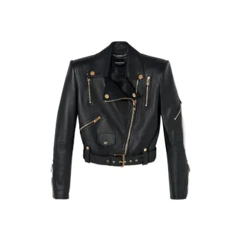 VERSACE SS23 Leather Jacket Women's Black