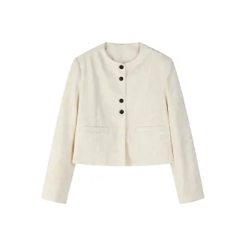 THE SEA LIFE Cropped Coat Women's White Apricot