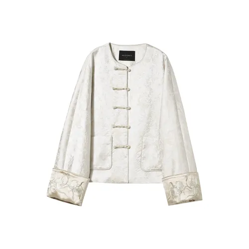 The Plums Are Cooked Cropped Coats Women's Iridescent Jade White