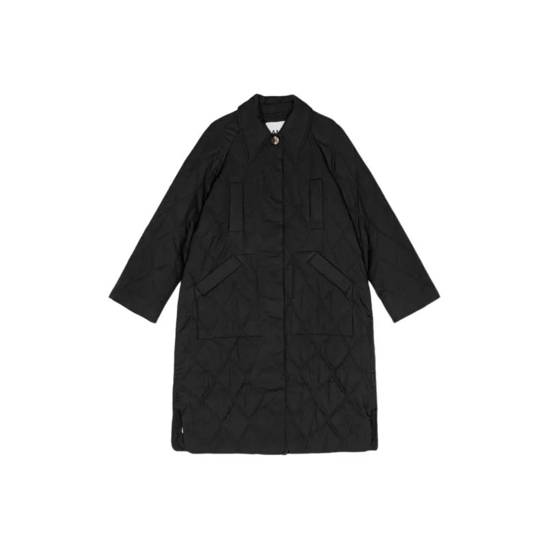 GANNI Mid Length Quilted Coat-0
