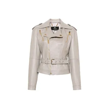 Elisabetta Franchi SS24 Leather Jacket Women's Gray