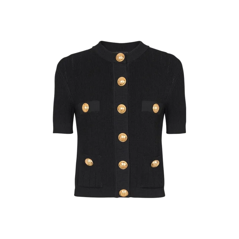 BALMAIN Short Sleeved Buttoned Knitted Cardigan-0