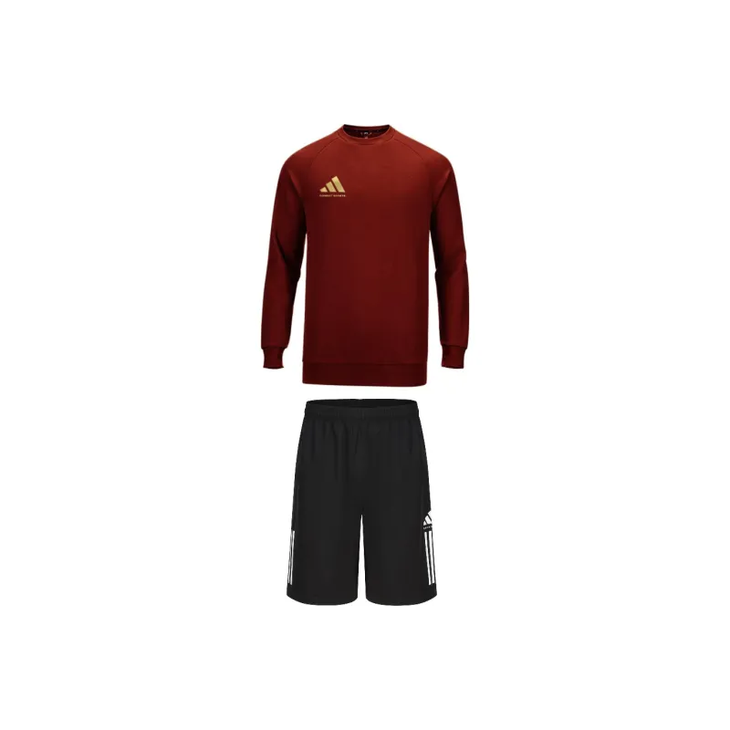 Adidas Casual Sportswear Men's Set Red Gold+Black-0