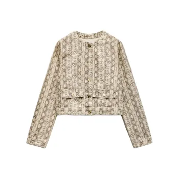 ZARA Denim Jacket Women's Snakeskin Print