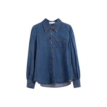 Olrain Denim Jackets Women's Denim Blue