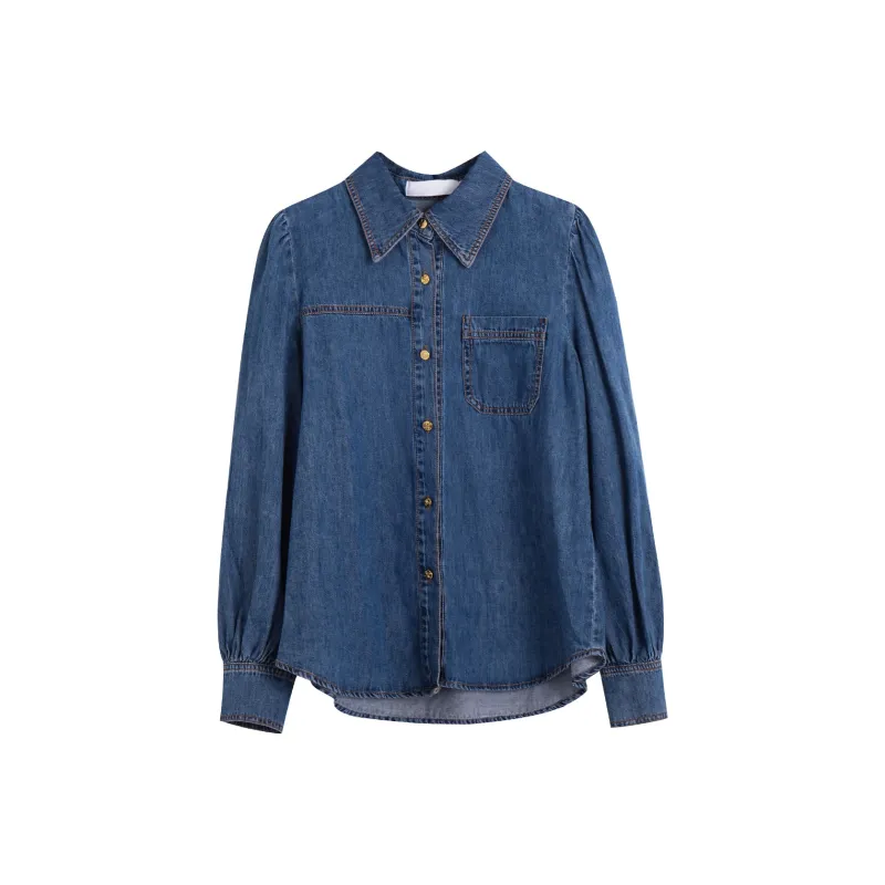 Olrain Denim Jackets Women's Denim Blue-0