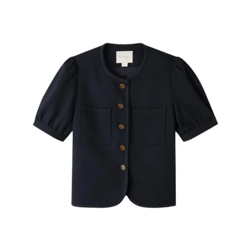 PSALTER Cropped Coats Women's Deep Sea Blue