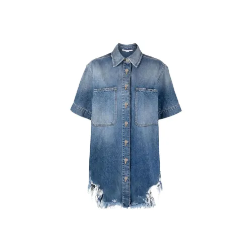 Stella McCartney Ripped Hem Buttoned Denim Shirt