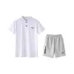 White Short-Sleeved Shirt+Gray Shorts