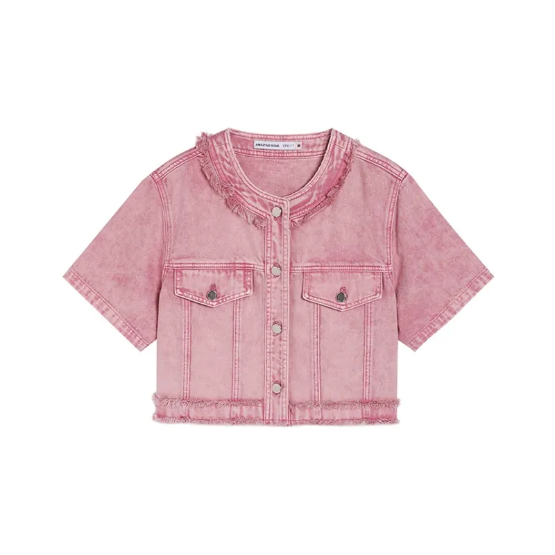 AMAZING SONG Denim Jacket Women's Rose Pink-0