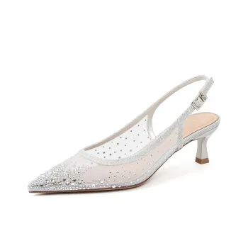 Lan Miao Slim Heel High Heels Women's Silver
