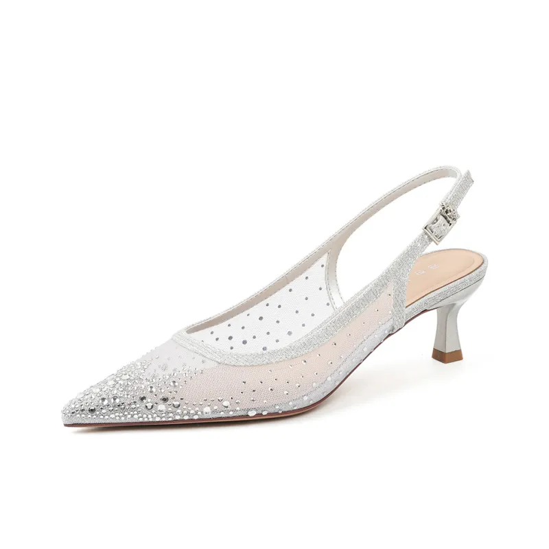 Lan Miao Slim Heel High Heels Women's Silver-0