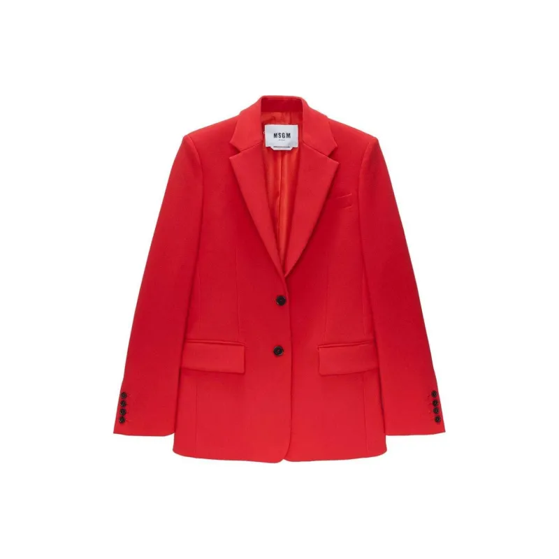 MSGM Long Sleeved Single Breasted Tailored Blazer-0