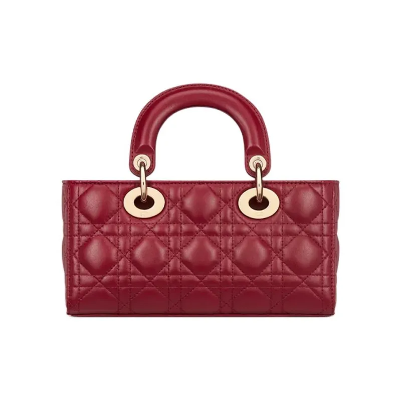 DIOR Lady D Joy Lambskin Shoulder Bag, Crossbody Bag, Handbag Small Size Women's Cherry Red-4