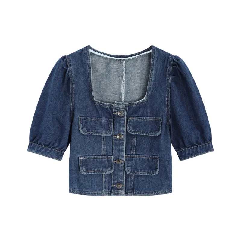 Garbege Denim Jacket Women's Blue-0