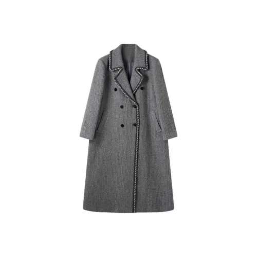 SHUXI Coats Women's Tower Feather Gray