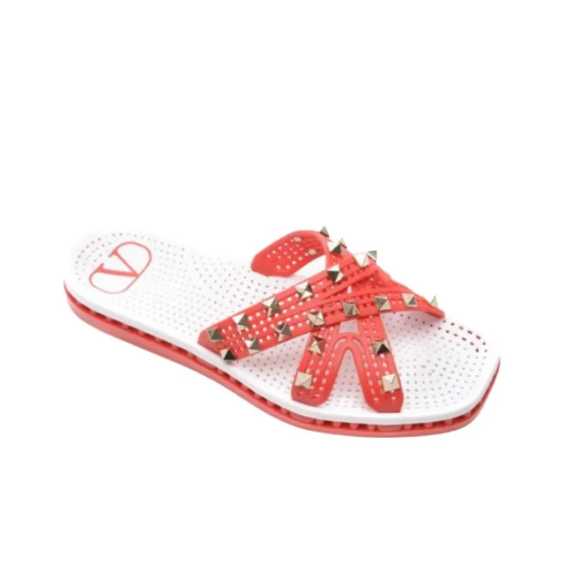 Valentino Slip Resistant Slide Slippers Women's Red-2