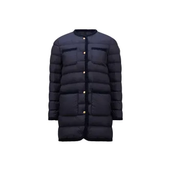 Moncler Gencaylong Braided Trim Long Down Jacket