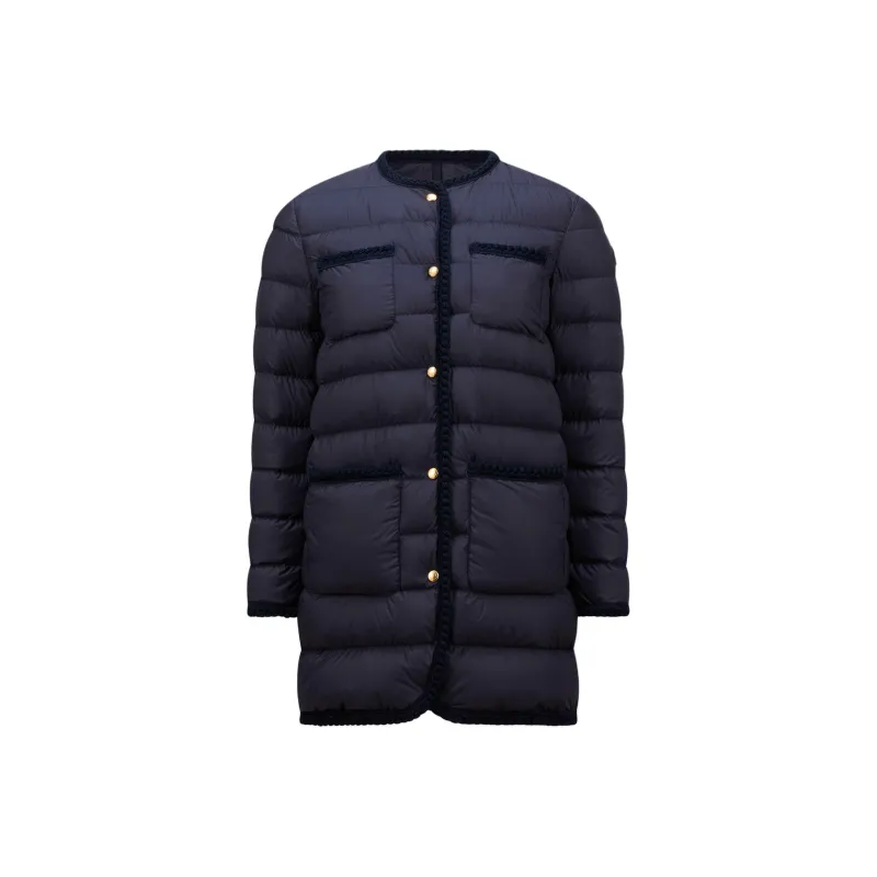 Moncler Gencaylong Braided Trim Long Down Jacket-0