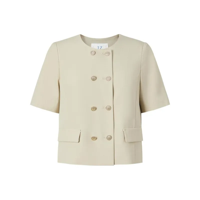 JZ. ANNAKRO SS24 Cropped Coats Women's Beige Coffee-0