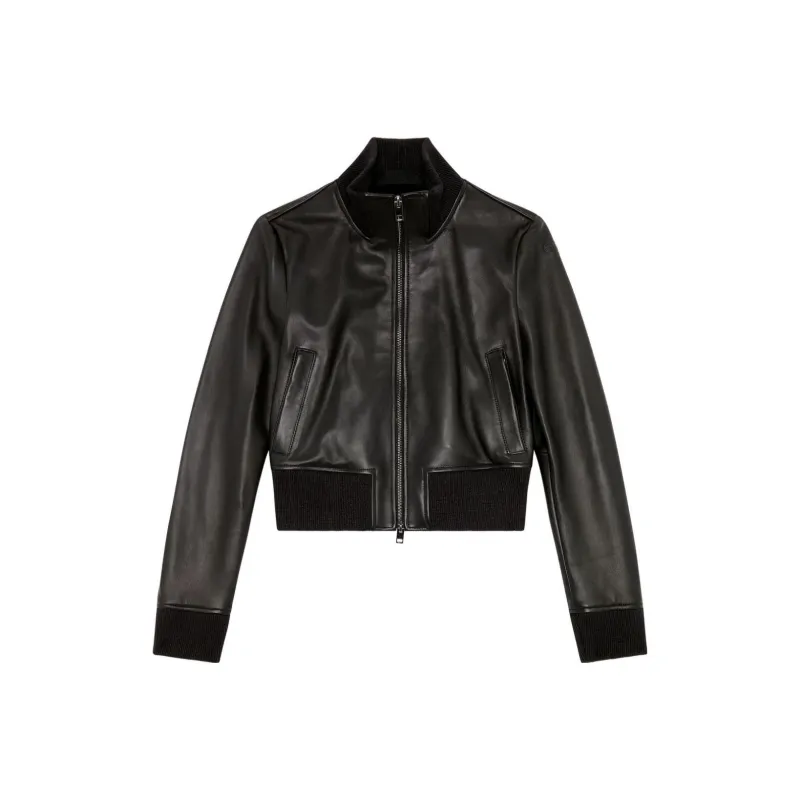 DIESEL L Hung Logo embossed Leather Jacket-0