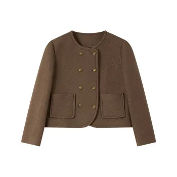 VIMLY Cropped Coats Women's Coffee Brown
