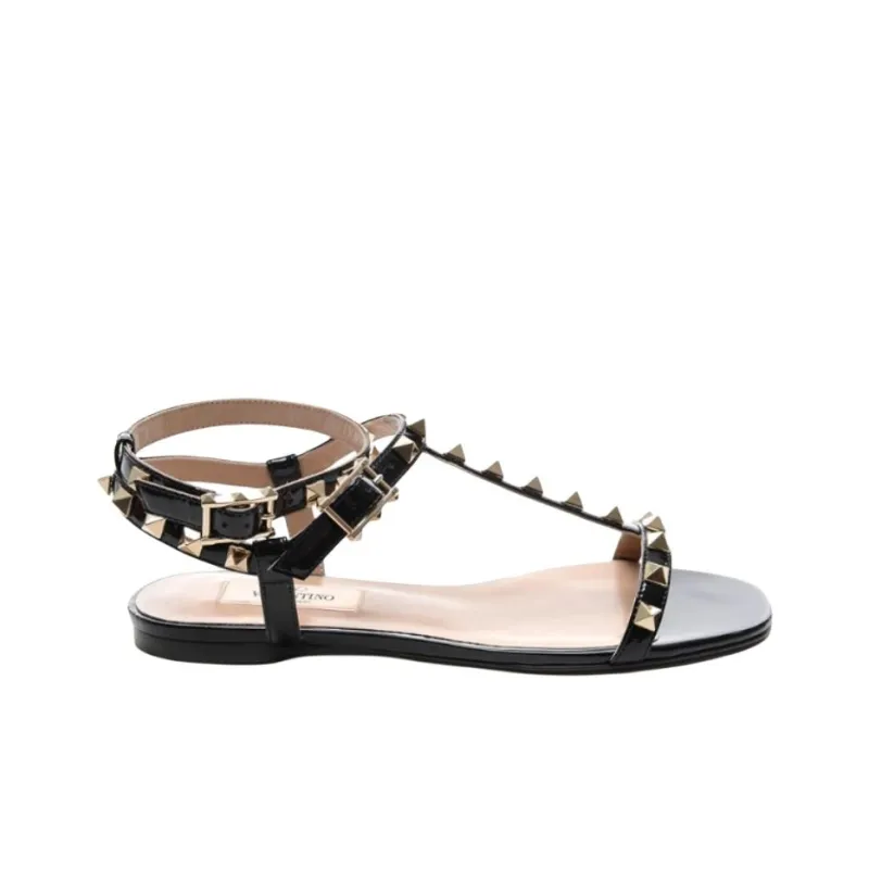 Valentino Rockstud One Strap Sandals Women's Black-1