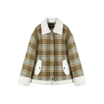Still Quiet Puffer Jacket Women's Khaki Plaid